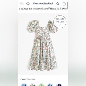Abercrombie & Fitch Floral Emerson Midi Puff Sleeve Dress